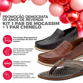Mocassim Ortopédico Democrata + Chinelo Massageador [LIQUIDAÇÃO]
