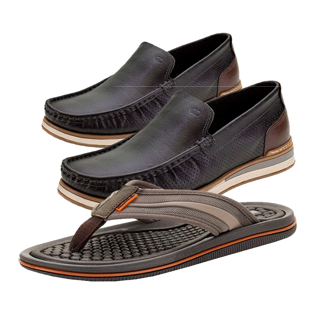 Mocassim Ortopédico Democrata + Chinelo Massageador [LIQUIDAÇÃO]
